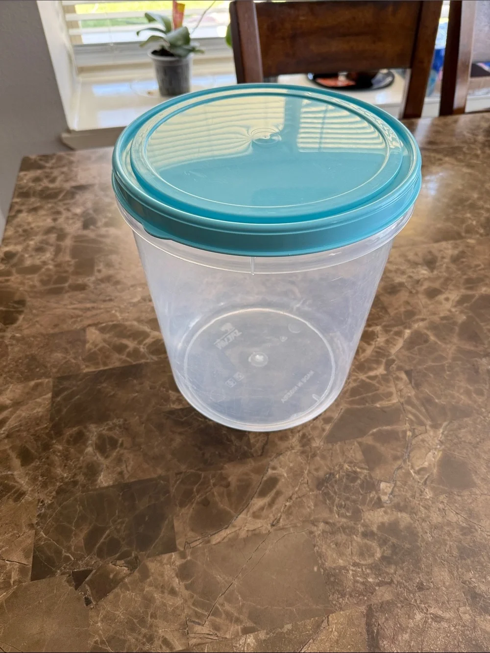 Clear Food Storage Container with Aqua Blue Lid - Home Kitchen